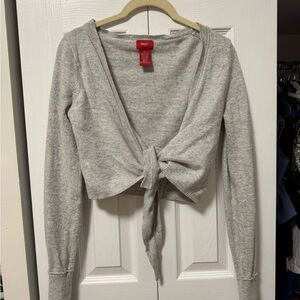 Ballet Core Gray Tie-Front Cardigan